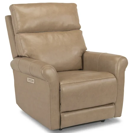 Contemporary Power Recliner with Power Headrest and Lumbar